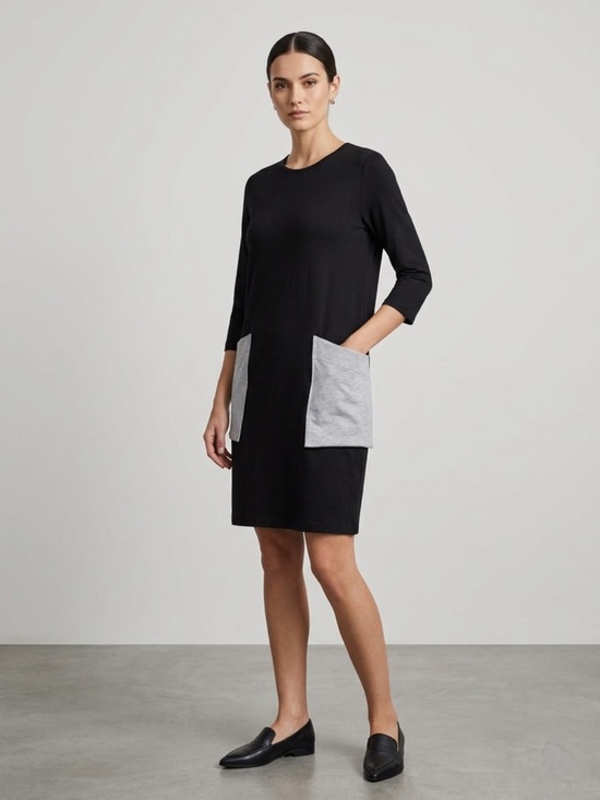Birch Dresses & Skirts - Birch Black Casual Dress with Gray Pockets 3/4 Sleeve Jersey Shift Size Large